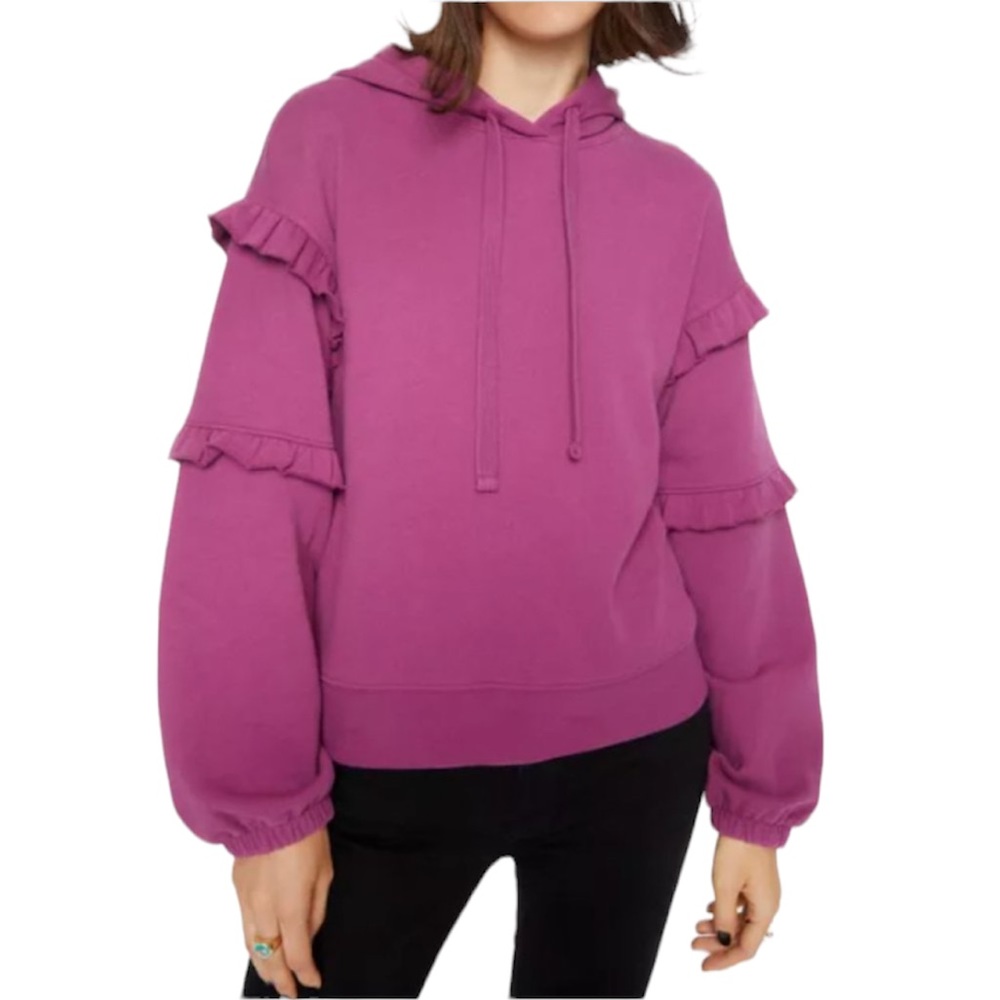 NWT Rebecca Minkoff Grape Evelyn Ruffled Long Sleeve Sweatshirt